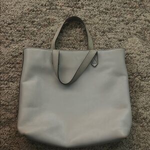 Versatile Gray Leather Tote Bag